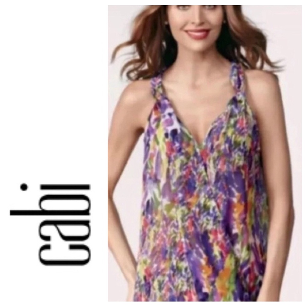 CAbi WATERCOLOR HALTER SLEEVELESS TOP SMALL